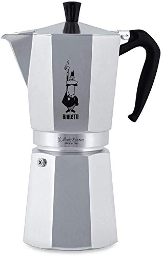 Bialetti Moka Express Cafetera Italiana Espresso, 18 Tazas, Aluminio, Plateado