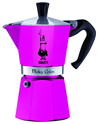 Bialetti Moka Express Color Cafetera italiana, 0.3 litros, Aluminio, Color Fuchsia