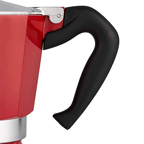 Bialetti Moka Express Red Cafetera Italiana Espresso, 6 Tazas, Aluminio, Rojo