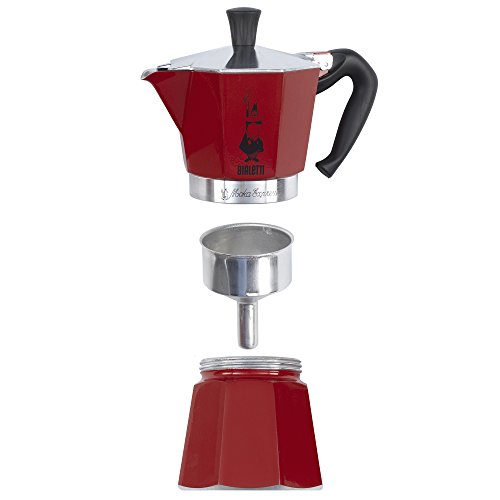 Bialetti Moka Express Red Cafetera Italiana Espresso, 6 Tazas, Aluminio, Rojo