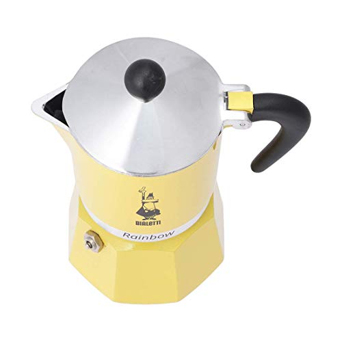 Bialetti Rainbow Cafetera Italiana Espresso, 3 Tazas, Aluminio, Amarillo