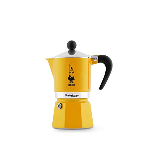 Bialetti Rainbow Cafetera Italiana Espresso, 3 Tazas, Aluminio, Amarillo