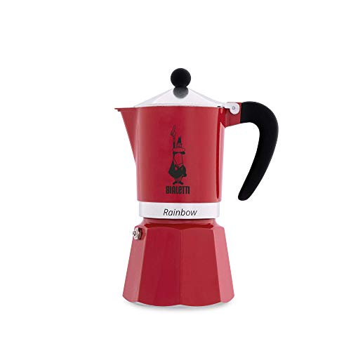 Bialetti Rainbow Cafetera Italiana Espresso, 6 Taza, Aluminio, Rojo