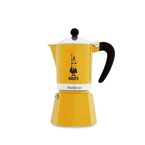 Bialetti Rainbow Cafetera Italiana Espresso, 6 Tazas, Aluminio, Amarillo