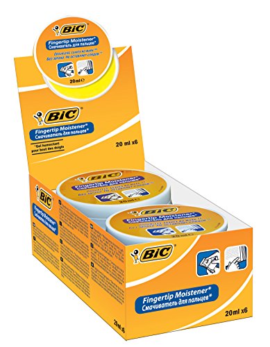 Bic 897178 - Humedecedor de yemas de los dedos (6 unidades, 20 ml), color blanco y naranja