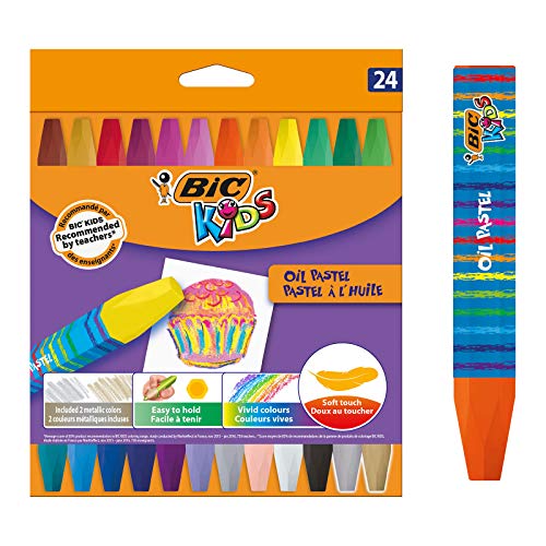 BIC Kids Oil Pastels Ceras Blandas - colores Surtidos, Blíster de 24 unidades