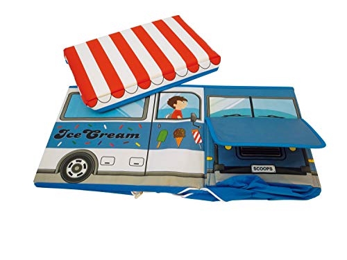 Bieco 04000510 Icecreme - Caja de almacenamiento infantil y banco (55 x 26,5 x 31,5 cm aprox, con diseño de camión de helados)