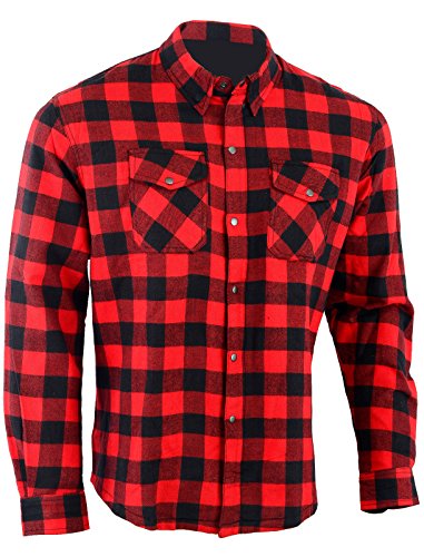 Bikers Gear Australia - Camisa protectora de franela para motocicleta con forro de aramida multicolor Rojo/Negro large