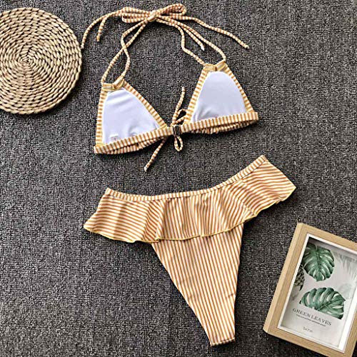 Bikini Mujer Push Up riou Verano con Volantes Dividido Bikini Conjunto de Traje de BañO Ropa de Playa Trajes de natación Beachwear Bikini Mujer 2019 Tops y Braguitas vikinis