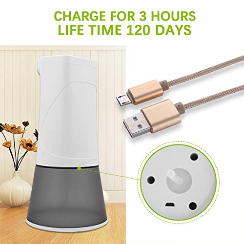 Bilisder Dispensador Jabon de Espuma Automático Eléctrico 350ml Sensor de Movimiento Infrarrojo Dispensador de jabón USB Recargable para baño Cocina