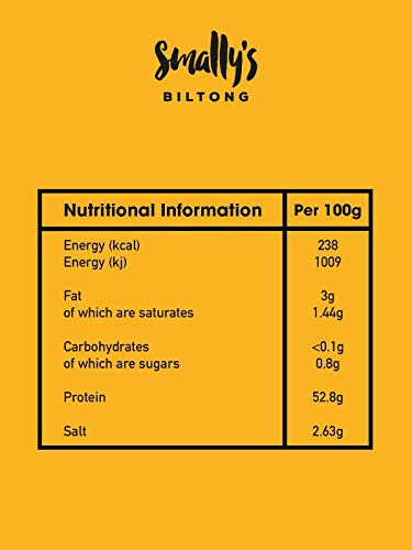 Biltong de Smally: Aperitivo original de carne de vacuno de alto contenido proteico, listo para comer, sin gluten, 2 x 500g