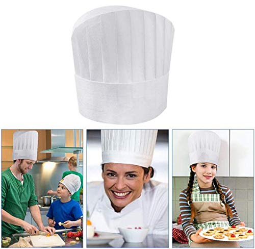 Biluer Desechables Gorros de Cocinero, 40PCS Ajustables Gorros de Chef Gorro de Cocinero de Papel Set de Sombrero de Cocina para Cocina Casera Restaurantes Ocasiones de Comida Clases y Fiestas