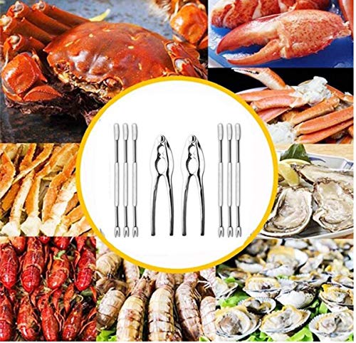 Biluer Herramientas de Mariscos, 20PCS Tenedores de Mariscos Utensilios para Marisco y 2PCS Cascanueces Pinzas de Nuez Abrelatas de Nuez para Langosta/Cangrejo/Nuez/Mariscos