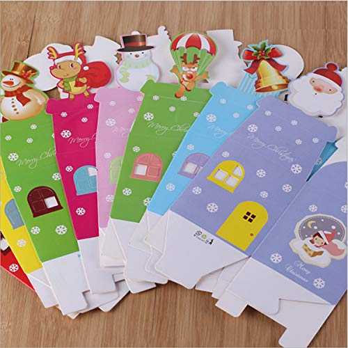 Binjor 40 Pcs Cajas de dulces Navideñas de regalo de papel Embalaje envasado de alimentos muffins Portátil Bolsa de regalo creativas de recuerdo para decoraciones fiesta de Nochebuena