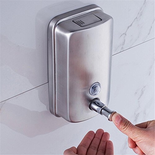 Binnan Dispensador de Jabón Líquido Manual para en Pared, Acero Inoxidable 500ml