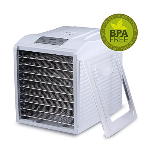 Bio Chef Deshidratador de Alimentos Arizona Sol 9 bandejas – 700W, Temporizador 19.5h, Temperatura 35-70º, Bandejas Acero Inoxidable, BPA Free, Garantía 3 años (Blanco)