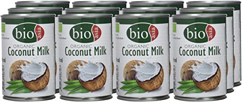 Bioasia Leche de Coco Orgánica, Contenido de Grasa 18% - 12 Latas