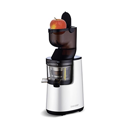 BioChef Atlas Whole Slow Juicer - extractor de zumos COLD PRESS, licuadora en frío ¡Exprime frutas enteras como manzanas, naranjas, zanahorias y remolachas! (Blanco) (Plateado)