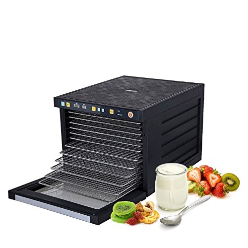 BioChef Savana - Deshidratador de alimentos, 2 Motores 500W (total 1000W), 6/9/12 Bandejas Acero Inoxidable + Hojas Antiadherentes + Rejillas finas (6 Bandejas)