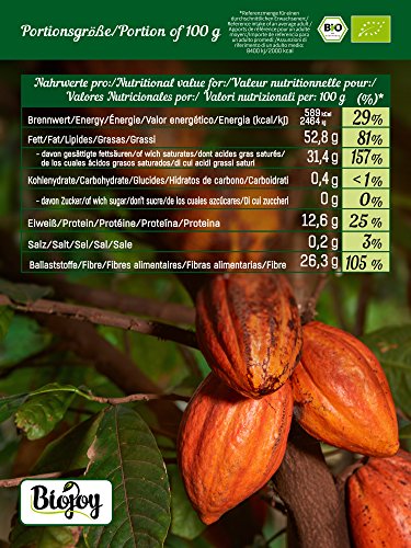 Biojoy Granos de Cacao crudos BÍO, granos enteros Theobroma cacao (1 kg)