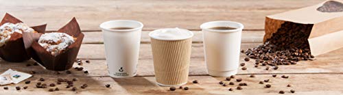 Bionatic Spain Vaso Carton Kraft Biodegradable ecologico compostable y sostenible. para Bebidas Calientes Cafe, te o Chocolate. Fiestas, Eventos, cumpleaños. Catering (50 unid - 200 ml)