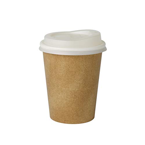 Bionatic Spain Vaso Carton Kraft Biodegradable ecologico compostable y sostenible. para Bebidas Calientes Cafe, te o Chocolate. Fiestas, Eventos, cumpleaños. Catering (50 unid - 200 ml)