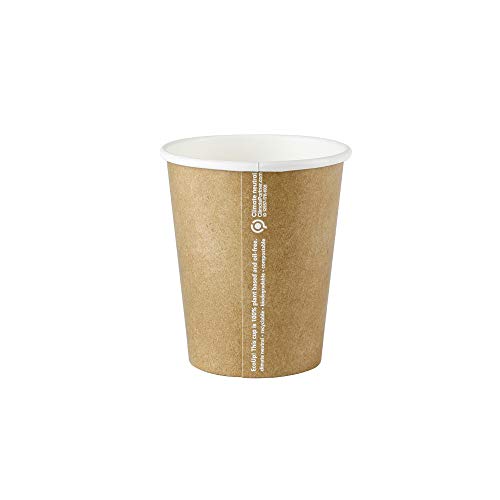 Bionatic Spain Vaso Carton Kraft Biodegradable ecologico compostable y sostenible. para Bebidas Calientes Cafe, te o Chocolate. Fiestas, Eventos, cumpleaños. Catering (50 unid - 200 ml)