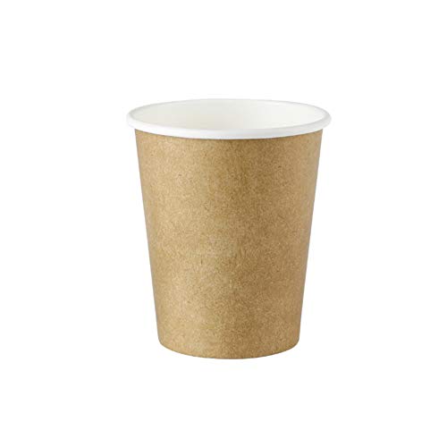 Bionatic Spain Vaso Carton Kraft Biodegradable ecologico compostable y sostenible. para Bebidas Calientes Cafe, te o Chocolate. Fiestas, Eventos, cumpleaños. Catering (50 unid - 200 ml)