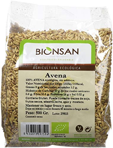 Bionsan Avena Sativa en Grano Ecológica - 6 Bolsas de 500 gr - Total: 3000 gr