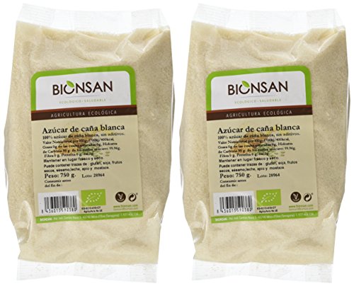 Bionsan Azúcar de Caña Blanca Ecológica- 2 Bolsas de 750 gr - Total: 1500 gr