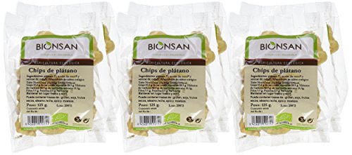 Bionsan Chips de Plátano Deshidratado Ecológicos - 6 Bolsas de 125 gr - Total: 750 gr