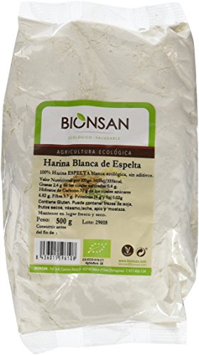 Bionsan Harina Blanca de Trigo Espelta Ecológica, 4 bolsas de 500g, Total: 2000g (4221332)