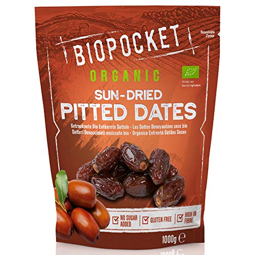 Biopocket - Dátiles ecológicos secos sin hueso, 1 kg