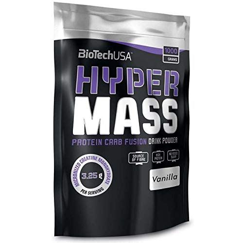 Biotech USA Hyper Mass - Lata de 1 kg, triCarbo, maltodextrina, almidón de maíz en 4 sabores + coctelera C.P. Sports (vainilla, 1000)