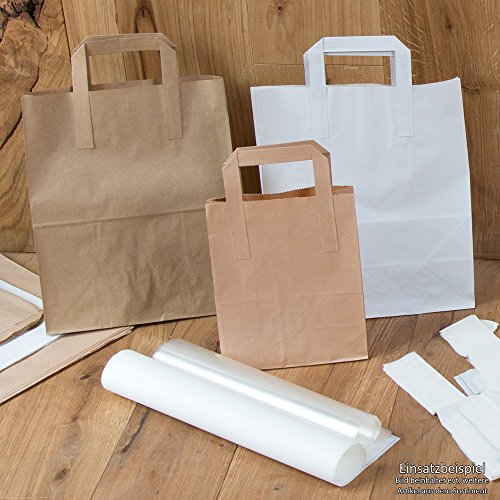 BIOZOYG bolsas papel blanco con Asa I bolsa papel respetuosa del medio ambiente hecha de papel Kraft I bolsa regalo biodegradable, bolsas compostable I 250 x bolsas papel blanco con Asa de 22x10x28 cm