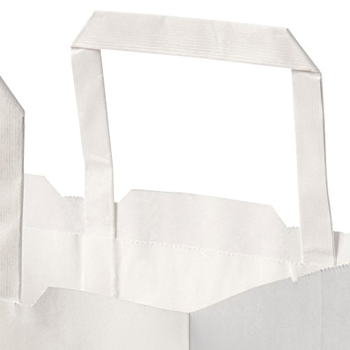 BIOZOYG bolsas papel blanco con Asa I bolsa papel respetuosa del medio ambiente hecha de papel Kraft I bolsa regalo biodegradable, bolsas compostable I 250 x bolsas papel blanco con Asa de 22x10x28 cm