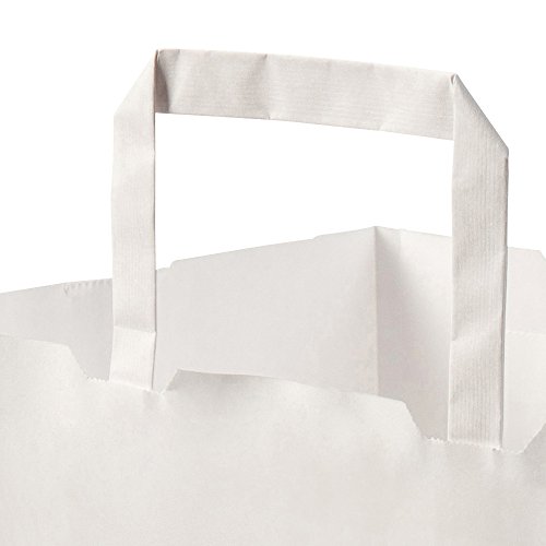 BIOZOYG bolsas papel blanco con Asa I bolsa papel respetuosa del medio ambiente hecha de papel Kraft I bolsa regalo biodegradable, bolsas compostable I 250 x bolsas papel blanco con Asa de 22x10x28 cm