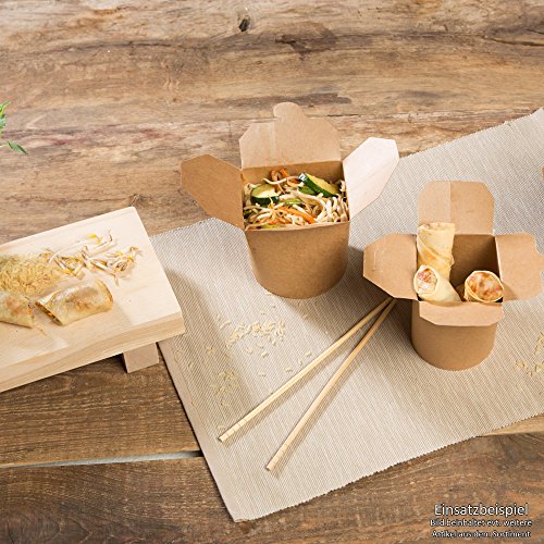 BIOZOYG Nudel-Box Take Away Asia-Box To Go envases Fideos I Caja de cartón Kraft orgánica con Tapa Plegable y PLA Revestimiento Interior compostables I 50 Cajas cartón marrón 650 ml para Fideos