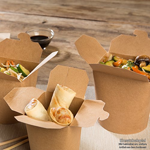 BIOZOYG Nudel-Box Take Away Asia-Box To Go envases Fideos I Caja de cartón Kraft orgánica con Tapa Plegable y PLA Revestimiento Interior compostables I 50 Cajas cartón marrón 650 ml para Fideos