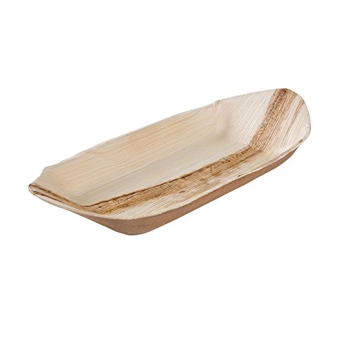 BIOZOYG Palmware - Cuenco Hoja de Palma para Aperitivos I vajilla desechable Biodegradable y compostable I Cuencos para Servir Salsa Aperitivos y mas I 25 Piezas Cuenco Fiesta Tipo Barco 20 cm