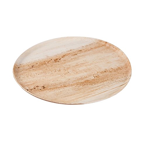 BIOZOYG Palmware - Plato Pizza desechable Hecho de Hojas de Palma Vajilla Desechable Fiesta I 25 x Plato Redondo Plano 25 cm con Borde I vajilla de Hoja de Palma Biodegradable y compostable