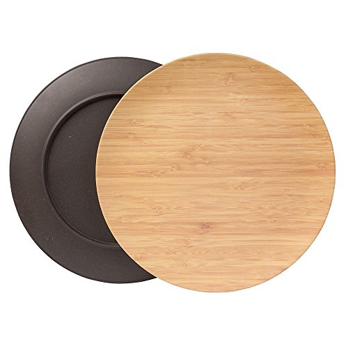 BIOZOYG Platos sostenible Platos Conjunto I Platos de Camping Platos de Madera Platos de Cena vajilla de bambú I 4 Piezas Platos de bambú Plano Redondo Antracita de 25,5 cm, Libre de BPA