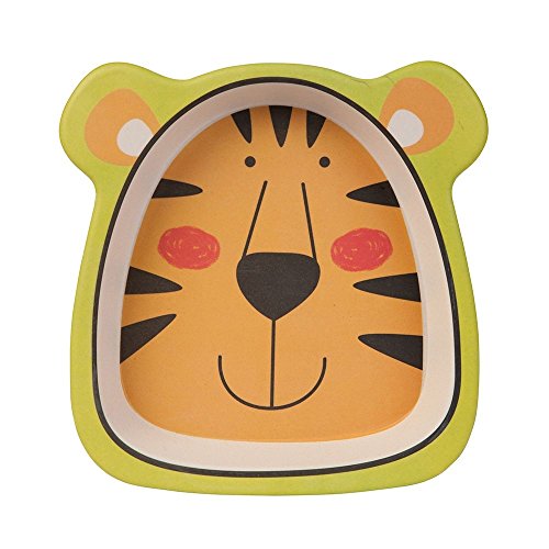 BIOZOYG Set vajilla Infantil de bambú sin bpa 5 Piezas I Motivo Tigre I Servicio de Mesa cubertería para niños Tazón Vaso de Beber Plato para niños I Reciclaje de Material Natural