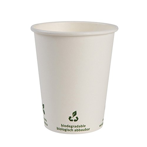 BIOZOYG Vaso de café Cartón I Vajilla compostable y Biodegradable I Vaso de Bebida Vaso Hecho de cartón I desechable Vaso de café Blanco con impresión Icone 1000 Piezas 200 ml 8 oz