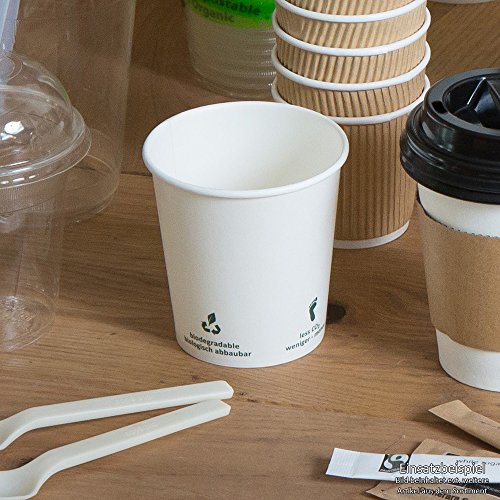 BIOZOYG Vaso de café Cartón I Vajilla compostable y Biodegradable I Vaso de Bebida Vaso Hecho de cartón I desechable Vaso de café Blanco con impresión Icone 50 Piezas 300 ml 12 oz