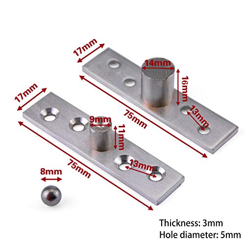 Bisagra Giratoria 4 PCS Bisagras para Puertas, Bisagra Giratoria de Acero Inoxidable para Puerta Oculta, Bisagra de Pivote de 360 Grados para Gabinete de Ventana de Puerta 75x17mm, Acabado Cepillado