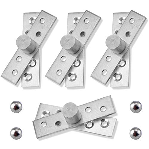 Bisagra Giratoria 4 PCS Bisagras para Puertas, Bisagra Giratoria de Acero Inoxidable para Puerta Oculta, Bisagra de Pivote de 360 Grados para Gabinete de Ventana de Puerta 75x17mm, Acabado Cepillado