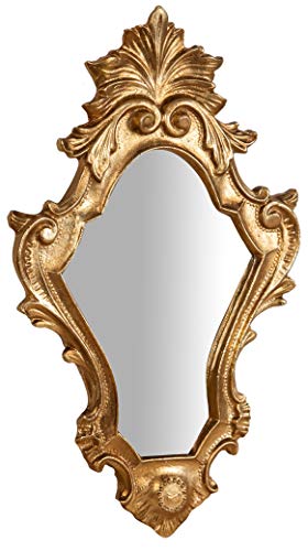 Biscottini - Espejo de Pared Estilo Shabby de Madera con Acabado de Hoja de Oro Envejecido. Medidas: 25 x 2,5 x 40 cm. Fabricación Artesanal Fiorentino. Fabricado en Italia.