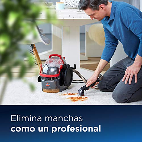 Bissell 1558N Limpiador a Mano para Manchas y alfombras, 750 W, 6.4 litros, 84 Decibelios, Plastic, Rojo/Negro