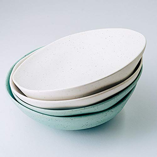 BIZOYG Cuenco Cereal de bambú orgánico 4-Set 2X Marfil 2X Gris Petróleo 16 x 6 cm de Redondo 500 ml I Vajilla ecologica bambú Tazón Decorativo de Madera Cuenco ensaladera tazón